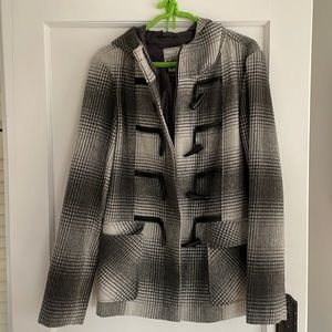 Kensie Size M plaid coat with hood